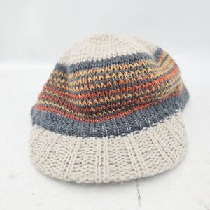 Scala Knit Visor Beanie in Cream, Gray, Orange & Yellow